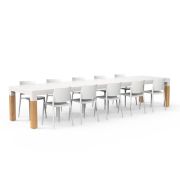 Stół z blatem aluminiowym i nogami z drewna egzotycznego Borra